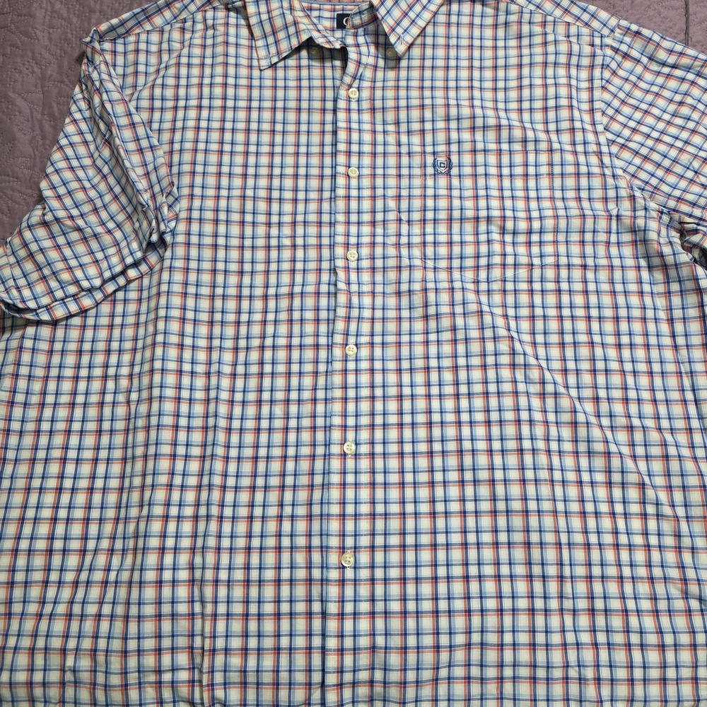 Chaps Men's Short-Sleeve Plaid Button-Down Shirt - Blue/Red/White